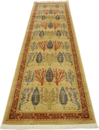 Miniatura 5 de Unique Loom Fars Collection - Alfombra moderna de diseño botánico inspirado en tribal, 2 pies 7 pulgadas x 10 pies 0 pulgadas, bronceado/rojo