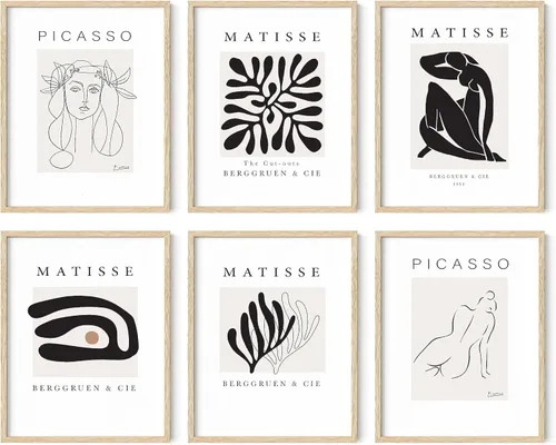 Miniatura 20 de HAUS AND HUES Henri Matisse y Picasso - Juego de 6 pinturas famosas, sin marco, 11 x 14 pulgadas Sin títulos