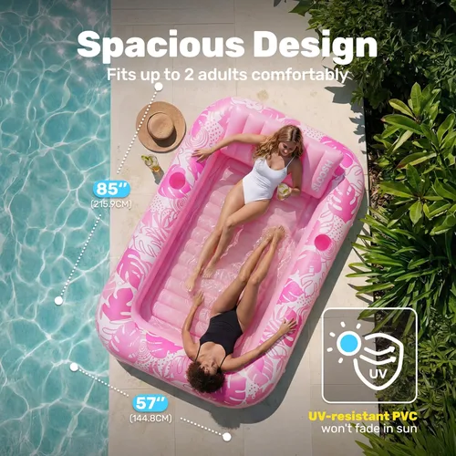 Miniatura 2 de SLOOSH Flotador Inflable para Piscina de Bronceado, 85" x 57" Flotadores de Piscina Extra Grandes para Adultos con Almohada, Balsa Flotante 4 en 1