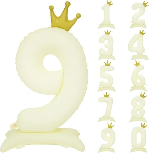 Miniatura 11 de Globos de aluminio grandes con corona negra número 0 para niños y niñas, cumpleaños, boda, aniversario, fiesta, baby shower, suministros 0
