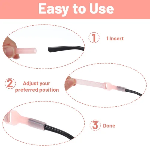Miniatura 5 de 4 correas para gafas, correa ajustable de 7 a 10.6 pulgadas para gafas de sol para niñas, correas de soporte para lentes de sol sin cola (rosa)