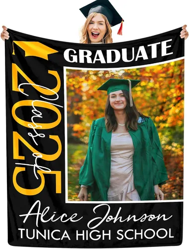 Miniatura 29 de Manta personalizada con collage de fotos, manta de fotos personalizada para graduados, manta personalizada, regalos para temporada de graduación