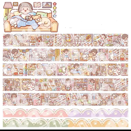 Miniatura 20 de Alideco - Cintas adhesivas decorativas pequeñas de mochi washi, ideales para suministros de diario, manualidades, álbum de recortes, bricolaje