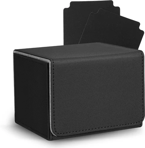 Miniatura 18 de MTG - Caja de cubierta con 2 divisores, caja de gran capacidad para más de 80 tarjetas de doble manga, funda de piel sintética compatible con Magic