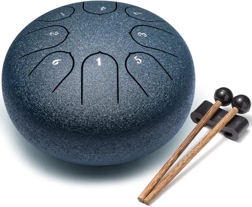 Miniatura 14 de Lronbird Tambor de lengua de acero, instrumento de percusión de 8 notas de 6 pulgadas para educación musical, meditación, relajación, calmante, Azul