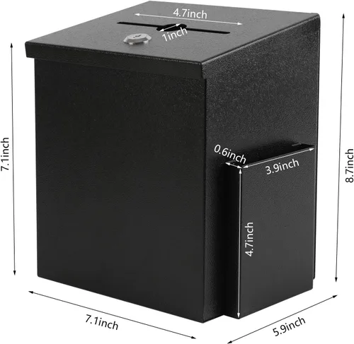 Miniatura 3 de xydled Caja de sugerencias montada en la pared con cerradura de llave, caja de depósito de metal para donación/boletas/votación/colección/llaves