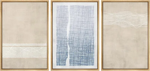 Miniatura 258 de SIGNWIN Lienzo enmarcado para pared, arte con pinceladas de flujo neutro en tonos beige abstractos, ilustraciones, arte moderno, decorativo