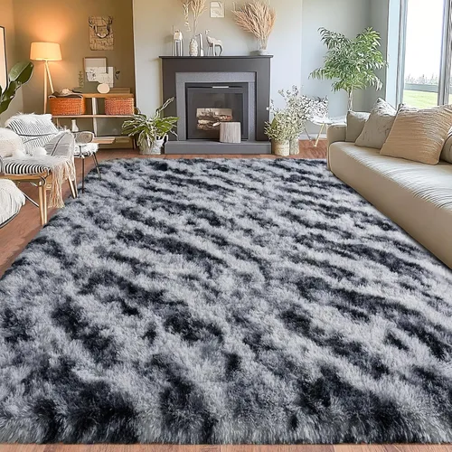 Miniatura 49 de Alfombras de área de 8x10 para sala de estar, alfombra shaggy grande ultra suave y esponjosa para dormitorio, alfombras de felpa mullida Blanco crema