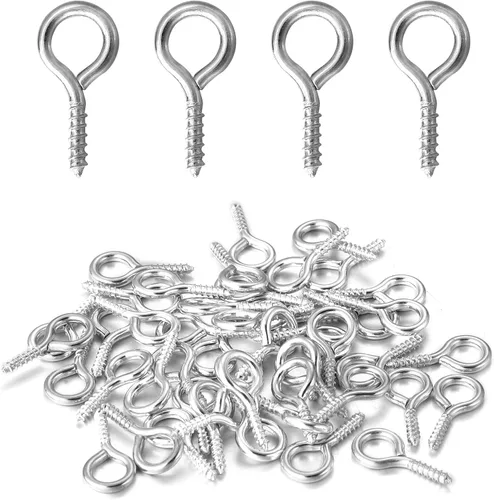 Miniatura 7 de 200 Pcs de tornillos de ojo de metal con ganchos 0.55 pulgadas/14 mm tornillos de ojo resistentes para hacer joyas DIY plateados con rosca
