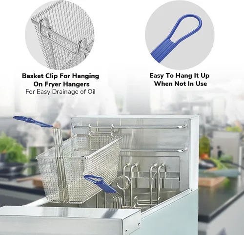 Miniatura 2 de WeChef - 2 cestas para freidora con mango antideslizante de 13 x 6 5/16 x 5 7/8 pulgadas, chapado en níquel, cesta para freidora de alta resistencia