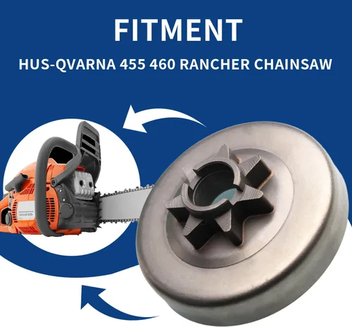 Miniatura 4 de Embrague de piñón 0 .375 7T para Husqvarna 455, 455 Rancher, 460, 460 Motosierra Rancher 537110503 y 537291604