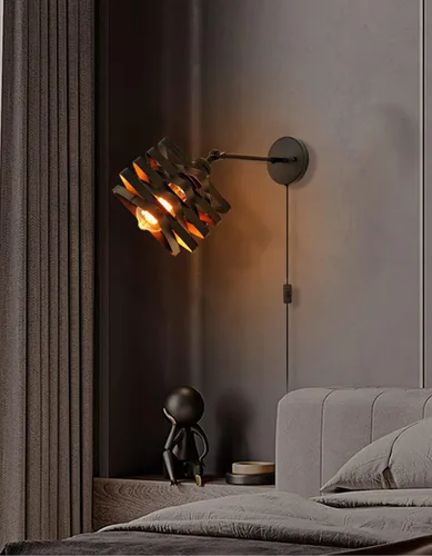 Miniatura 7 de Lámparas de pared industriales enchufables, accesorios de pared de metal con interruptor de encendido y apagado, lámpara de pared de granja