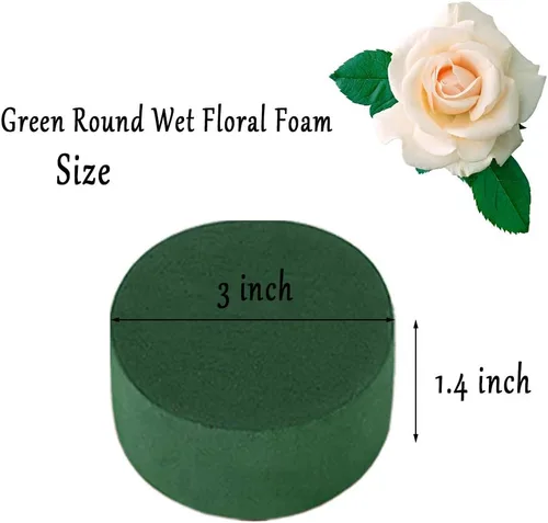 Miniatura 2 de 20 piezas de espuma floral redonda, bloque de espuma verde húmeda, bloque de espuma floral para floristería húmeda, suministros para arreglos