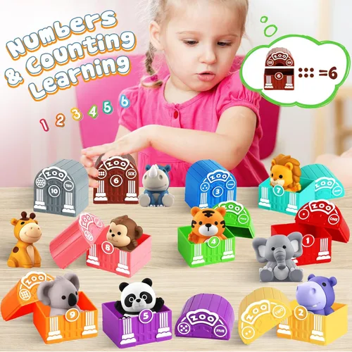 Miniatura 6 de Juguete para niños de 1, 2, 3 años o más, juguete de aprendizaje para niños pequeños con 20 animales de safari, Montessori educativo para niños, 10