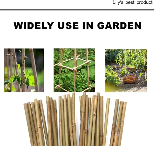 Miniatura 5 de Paquete de 50 estacas de bambú de 4 pies para palos de jardín de madera, soportes de plantas de madera, bambúes, enrejado de bambú, manualidades