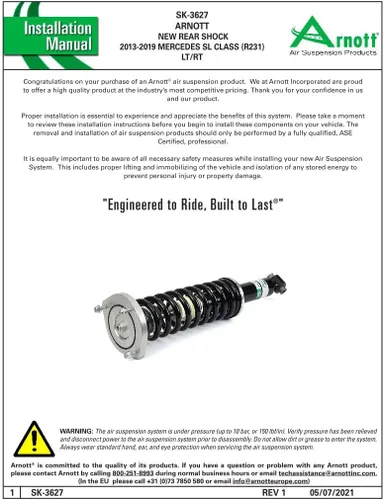 Miniatura 4 de Arnott - Puntal de coilover trasero- 13-19 Mercedes Clase SL (R231) - LT/RT (SK-3627)