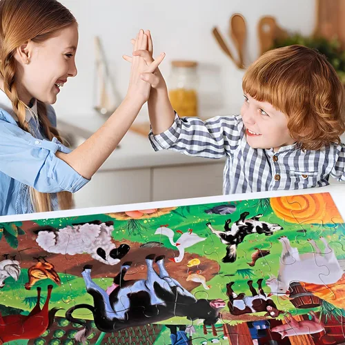 Miniatura 6 de Rompecabezas Jumbo de Piso para Niños, Rompecabezas Grandes de Animales de Granja, Rompecabezas de Granero de 48 Piezas para Niños Pequeños de 3-5