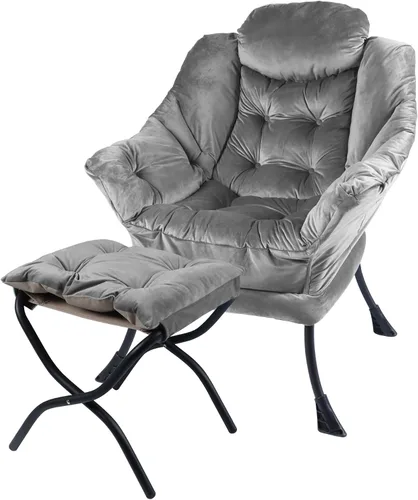Miniatura 13 de Silla reclinable con otomana plegable, sillas de sala de estar, silla de salón contemporánea de acento, silla de sofá de ocio con marco de acero