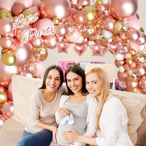 Miniatura 4 de Kit de guirnalda de arco de globos de oro rosa de 157 piezas, globos metálicos de oro rosa y oro rosa blanco para cumpleaños, baby shower, despedida