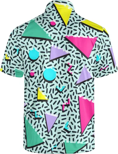 Miniatura 128 de Camisa de golf de los años 80 para hombre, ajuste seco, manga corta, estampada, divertidas, camisas de golf de los años 90 para hombre