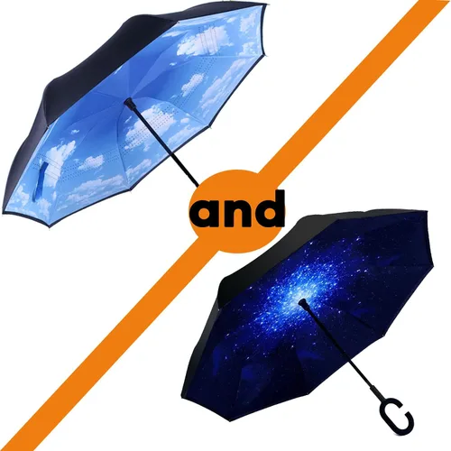 Miniatura 81 de SIEPASA Paraguas invertido invertido de 49/56 pulgadas, doble toldo extra grande, ventilado, resistente al viento, impermeable, paraguas de golf