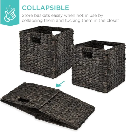 Miniatura 3 de Best Choice Products Paquete de 5 cestas de almacenamiento cúbicas de 10.5x10.5 pulgadas, organizadores multipropósito plegables de jacinto de agua