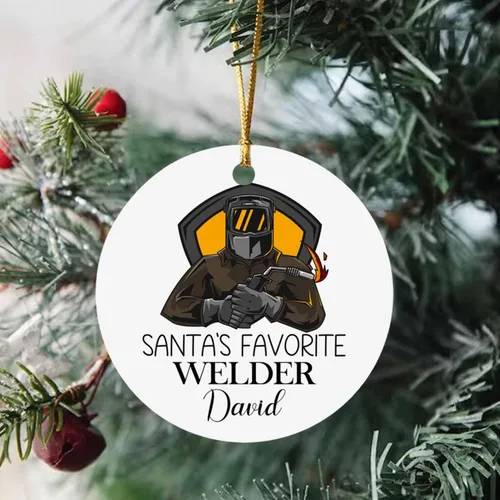 Miniatura 4 de Adorno de cristal personalizado para peluquero de perro favorito de Santa, adorno de Navidad para peluquero de perros 2025, adornos personalizados