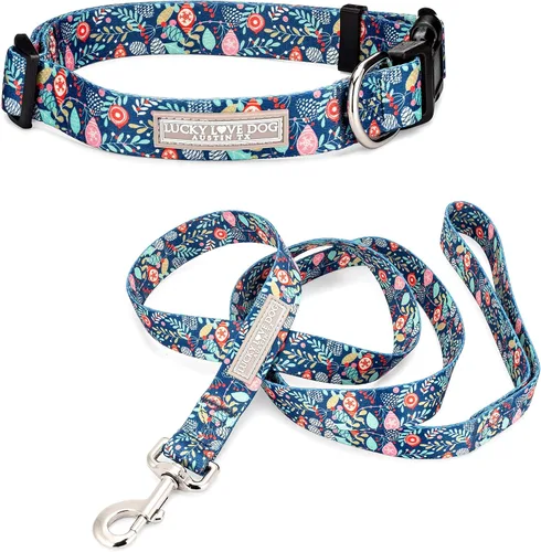 Miniatura 22 de Lucky Love Dog - Collar para perras pequeñas, diseño Blackbird de estampado alegre con flores de primavera y verano, talla XS
