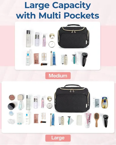 Miniatura 4 de BAGSMART Neceser de viaje para mujer, bolsa de cosméticos, organizador de maquillaje con asa, bolsa de viaje para artículos de tocador, accesorios