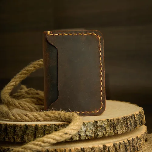 Miniatura 2 de Cartera de cuero hecha a mano, billetera de cuero minimalista, billetera plegable, billetera de bolsillo frontal, tarjetero de cuero hecho a mano