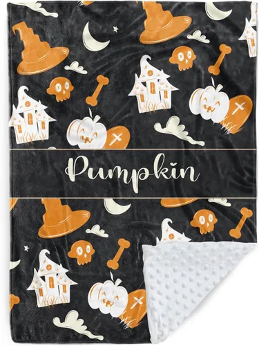 Miniatura 24 de Manta de bebé personalizada de Halloween, manta con nombre personalizado para niños pequeños, franela suave con respaldo de puntos de doble capa