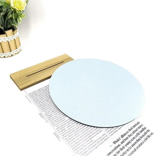 Miniatura 5 de Espejo con forma de círculo de 10 pulgadas para decoración de habitación, espejo acrílico con soporte de madera, espejo de maquillaje sin marco