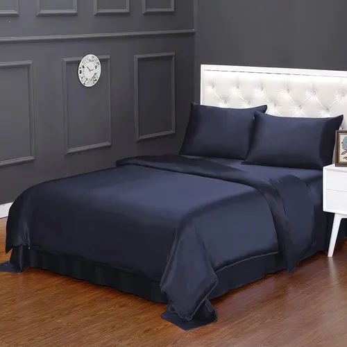 Miniatura 11 de LILYSILK Funda de edredón de seda negra para cama individual, fundas de edredón de seda de 19 momme