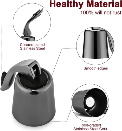 Miniatura 2 de Tapones de vino para botellas de vino con tapón de botella de vino al vacío de acero inoxidable con corchos de vino reutilizables de silicona, a