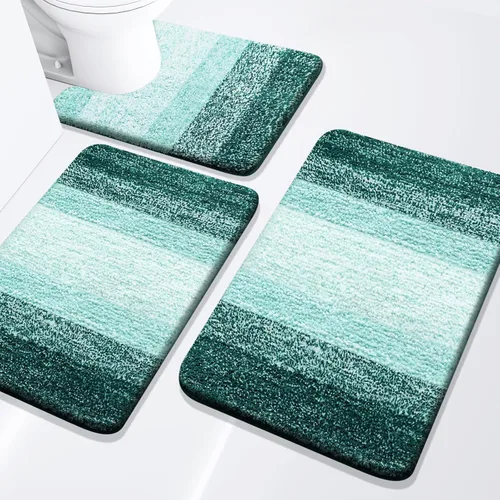 Miniatura 30 de Arotive - Juego de alfombras de baño de 3 piezas, alfombras de baño extra suaves y absorbentes, alfombrillas de baño lavables a máquina y que se