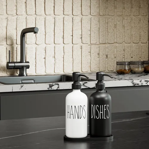 Miniatura 3 de Juego de dispensador de jabón de cocina MOMEEMO, contiene dispensador de jabón para platos y manos, adecuado para decoración de cocina