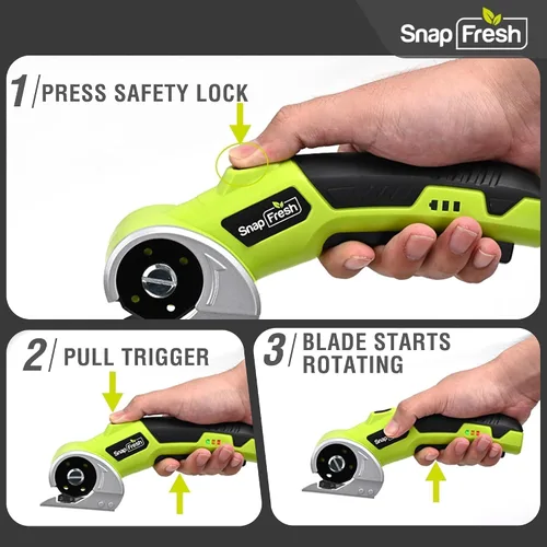 Miniatura 6 de SnapFresh 4V Tijeras Eléctricas Inalámbricas - Cortador de Caja Rotativo Recargable con Batería de 2.0Ah, 2 Cuchillas Autoafilantes, Luz LED