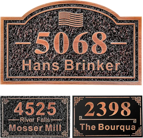 Miniatura 32 de Letrero de dirección personalizado, placa de dirección de número de casa, placa de dirección personalizada, metal o latón antiguo acrílico