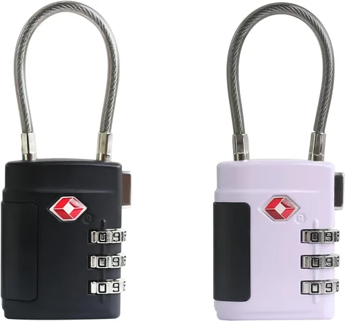 Miniatura 8 de Cerraduras TSA para equipaje, combinación de candado pequeño, cerraduras de equipaje aprobadas por la TSA, candados combinados con cable