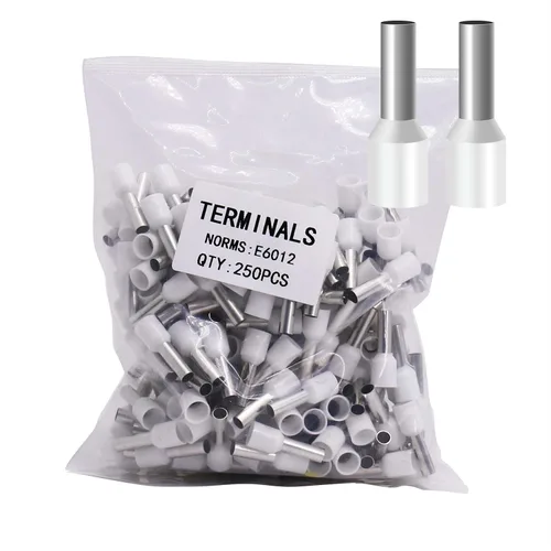 Miniatura 20 de Fidioto AWG12 Casquillos de Alambre Terminales, juego de 250 piezas AWG12 Conector de Terminal de Alambre con Pin Aislado para Terminales de Punta