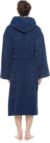 Miniatura 4 de Arus - Bata de baño clásica de algodón turco con capucha para hombre con opción de longitud larga