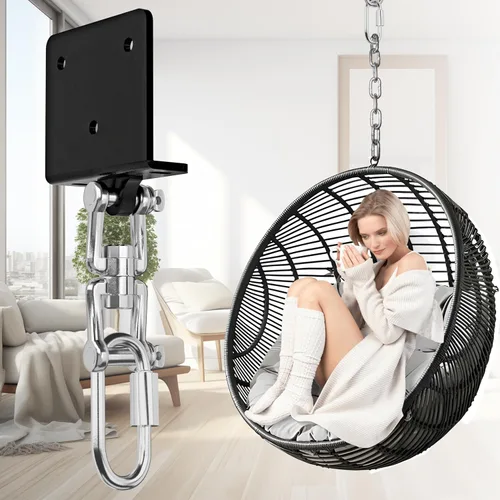 Miniatura 6 de VivaZen Colgador de bolsa pesada para bolsa pesada, montaje en haz de bolsa de boxeo con rotación de 360°, soporte de techo para saco de boxeo