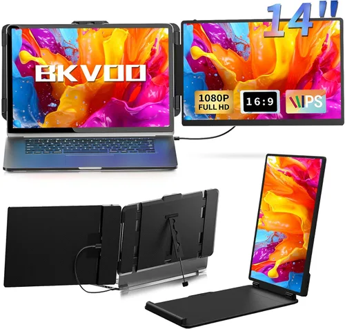 Miniatura 10 de Extensor de pantalla para portátil de 14 pulgadas, monitor portátil ultrafino y ligero FHD 1080P IPS, pantalla de viaje para portátiles de 13-17.3