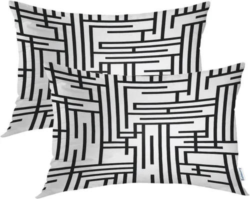 Miniatura 67 de Batmerry Black Cat Green Leaves Throw Pillow Covers, Cat Among Foliage Decorative Pillow Covers Digital Printing Blended Fabric for Couch Sofa Bed