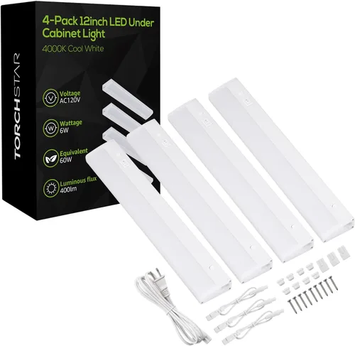 Miniatura 8 de TORCHSTAR Iluminación para debajo del gabinete, kit de luz LED enlazable para debajo del gabinete, control individual, 12 pulgadas, blanco cálido