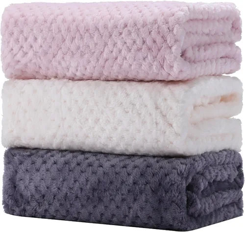 Miniatura 7 de Newwiee - 3 mantas de bebé de 30 x 40 pulgadas, mantas de forro polar ultra suaves para niñas y niños, esponjosas, recién nacidos, para cuna