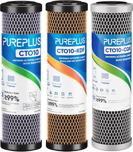 Miniatura 11 de Cartucho de filtro de agua de carbono CTO de 1 micrón, 2.5 x 10 pulgadas, repuesto para sistema de filtro de agua debajo del fregadero, Dupont