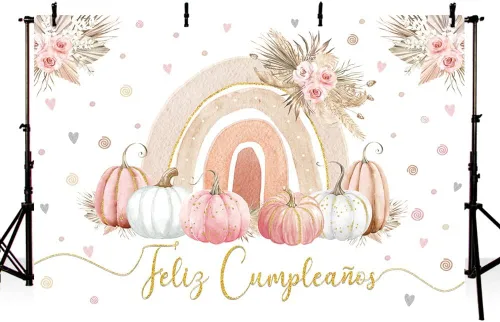 Miniatura 2 de MEHOFOND Pancarta de fondo bohemio de 7 x 5 pies con texto en inglés «Happy Birthday» para decoración de fiesta de cumpleaños, Día de Acción