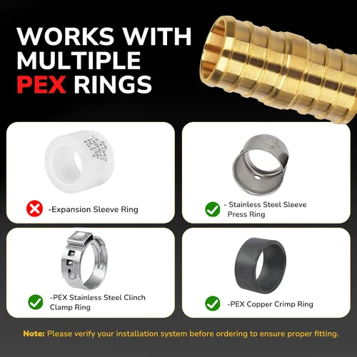 Miniatura 7 de Acoplamiento Pex de 1/2", Accesorios Pex, Accesorios de Engaste de Latón de Alta Resistencia para Tubos PEX con Construcción Resistente a Fugas