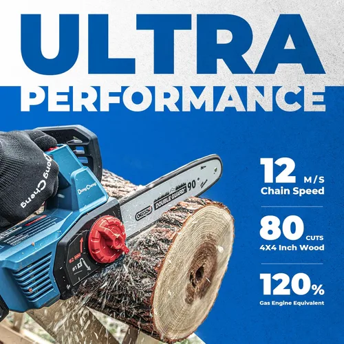 Miniatura 4 de Dong Cheng - Motosierra inalámbrica sin escobillas de 12 pulgadas, con batería de 20V de 4000mAh, velocidad de cadena de 12 m/s, tensado sin